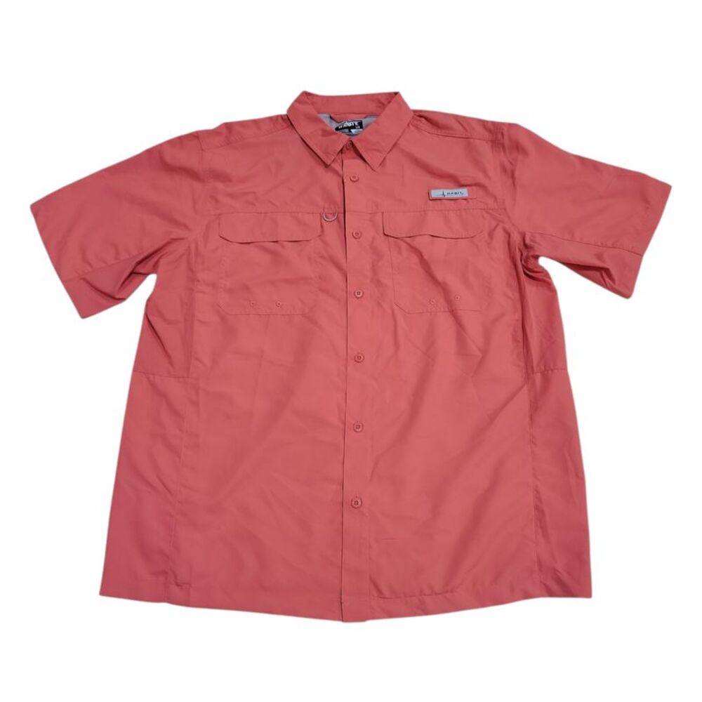 Habit Men's UPF 40+ UV Protection Short Sleeve Fishing Shirt - Spiced Coral